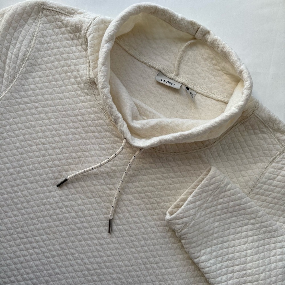 L.L. Bean SoftLight Quilted Top Funnelneck Pullover Size LP